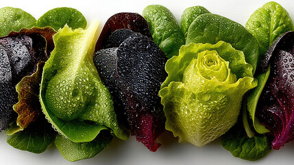Assortment of colorful wrapped leafy greens