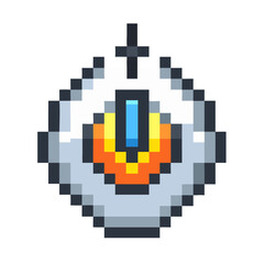 Obraz premium Pixel Art Eye Pendant with Blue Pupil Design