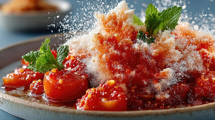 Tomato sauce rice dish with fresh herbs