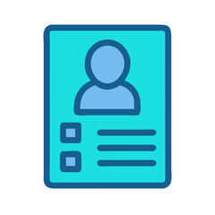 Blue ID card icon, identification badge or member card