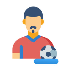 Illustration of soccer player with a ball and moustache