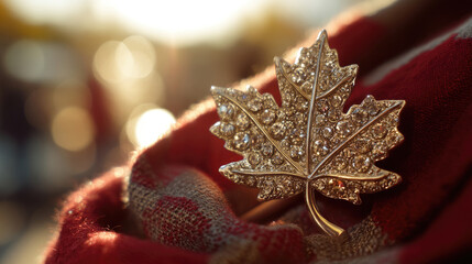 Leaf brooch held in a hand with paint stains