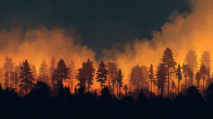 Cityscape destroyed by flames