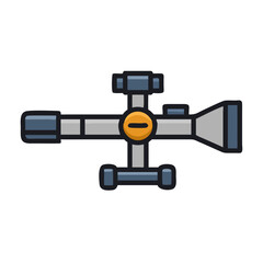 Rifle scope icon, hunting sight, sniper scope optic