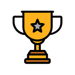 Golden Trophy with Star Icon on Black Background