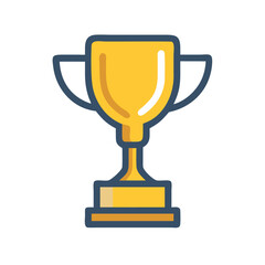 Gold Trophy Icon Illustration, Winner, Success and Achievement