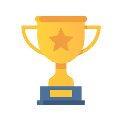 Golden Trophy with Star on a black background