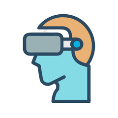 Virtual Reality Headset Icon on Black Background Illustration