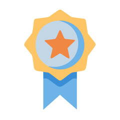 Achievement Star Award Badge Icon on Black Background