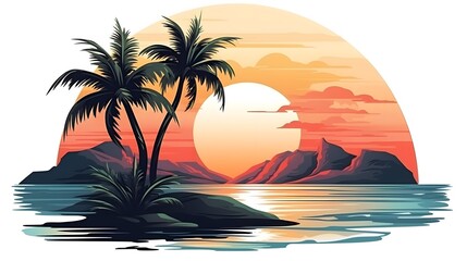 Sunrise Cartoon Vector Illustration for Design Projects | Isolated Creative Background Art