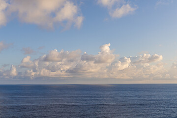 Serene View of the Pacific Ocean with Clouds Near the Horizon