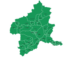 Fototapeta premium 群馬県 地図 グリーン 斑点 イラスト