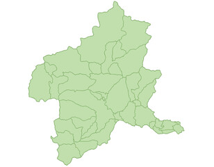 群馬県　地図　黄緑　イラスト