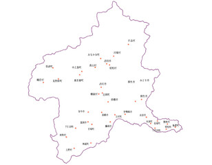 群馬県　地図　白　斑点　イラスト