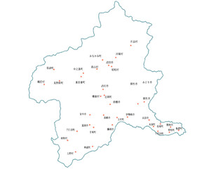 群馬県　地図　白　斑点　イラスト