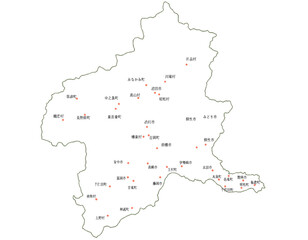 Obraz premium 群馬県 地図 白 斑点 イラスト