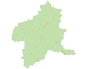 群馬県　地図　黄緑　斑点　イラスト