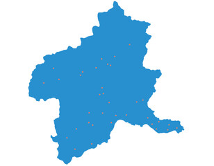 群馬県　地図　ブルー　斑点　イラスト