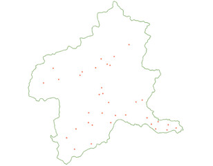 群馬県　地図　白　斑点　イラスト