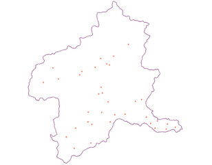 群馬県　地図　白　斑点　イラスト