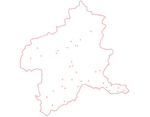 群馬県　地図　白　斑点　イラスト