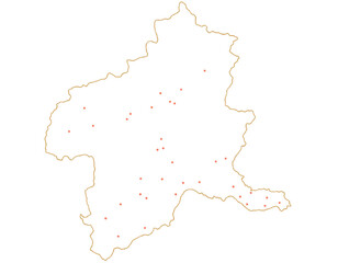 群馬県　地図　白　斑点　イラスト