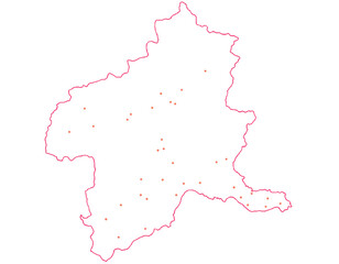 群馬県　地図　白　斑点　イラスト