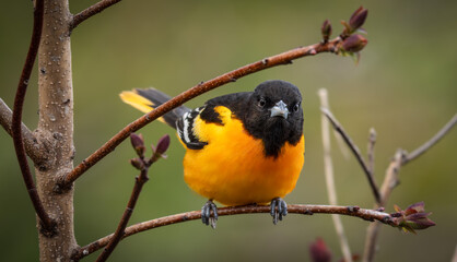 Fototapeta premium Close up of stunning male Baltimore Oriole