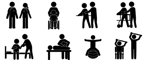 理学療法に関するピクトグラムセット