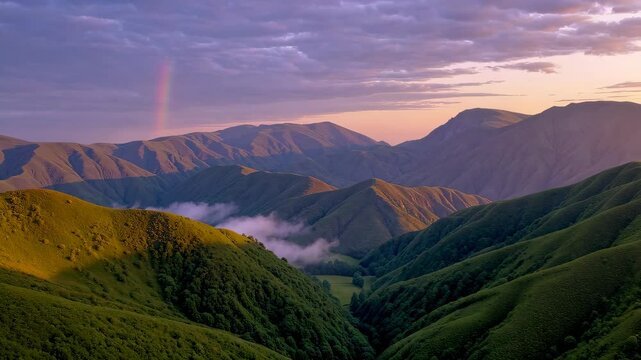 Majestic mountain landscape at sunset with rolling clouds and breathtaking views