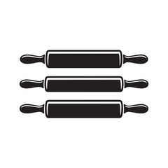 Black Vector Silhouettes of Rolling Pins — Traditional and French-Style Baking Tools