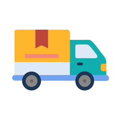 Fototapeta premium Cute Delivery Truck Icon Illustration Delivery Service