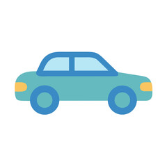 Cartoon Blue Car Icon Illustration on Black Background