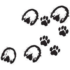 Vector animal paw print stamp: horse hooves silhouettes set