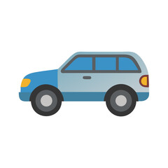 Blue SUV Illustration with Black Background, Vector Design