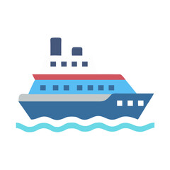Obraz premium Vector illustration of colorful cruise ship sailing on water
