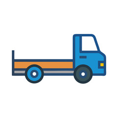 Cartoon Blue Truck Illustration Isolated on Black Background