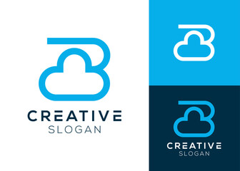 B cloud logo. Letter B with cloud modern logo design for technology
