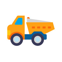 Colorful Flat Design Dump Truck Icon on Black