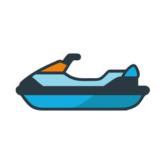 Cartoon watercraft jet ski on a black background