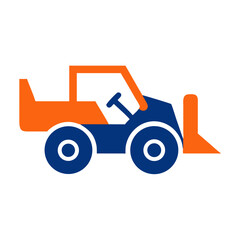 Orange and Blue Snow Plow Truck Icon Illustration