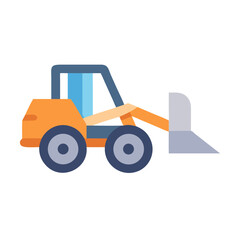 Cartoon Skid Steer Loader on Black Background