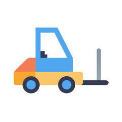 Naklejka premium Colorful Cartoon Forklift Illustration on Black Background Design