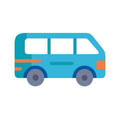 Stylized Blue Delivery Van Illustration on Black Background