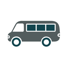 Simple stylized grey van illustration on black background