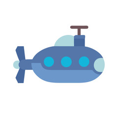 Cartoon Submarine Vector Image Illustration on Black Background