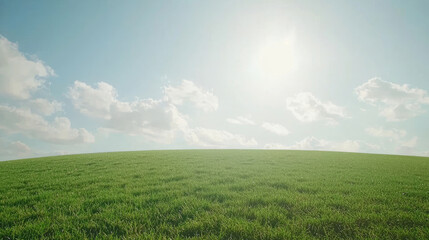 Open field under a partly cloudy sky