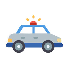 Cartoon Police Car on Black Background Vector Illustration