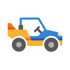 Cartoon Buggy Car: Blue and Yellow Design on Black