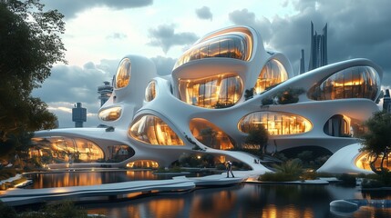 Robot Architect Designing Futuristic Buildings with Alien Engineer